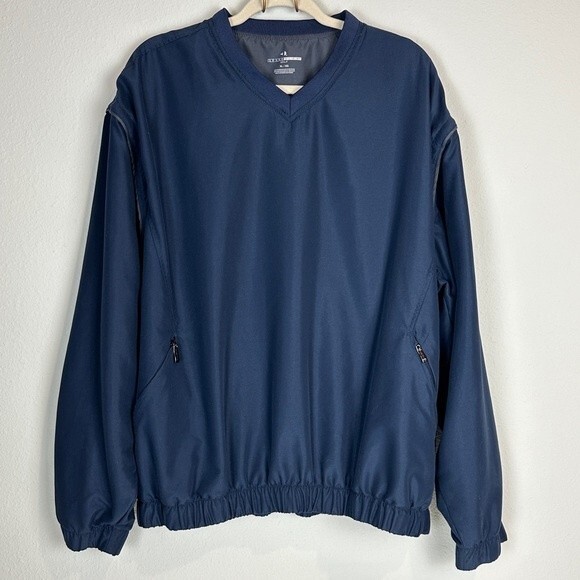 Grand Slam Golf Navy V-Neck Windbreaker Removable Sleeves XL - Picture 1 of 9